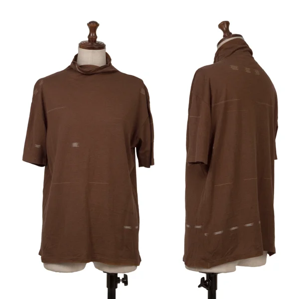 JURGEN LEHL Graphic Rayon Cotton High Neck T-shirt Brown M K-161077_001
