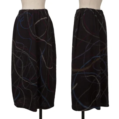 JURGEN LEHL Graphic Line Jacquard Wool Knit Skirt