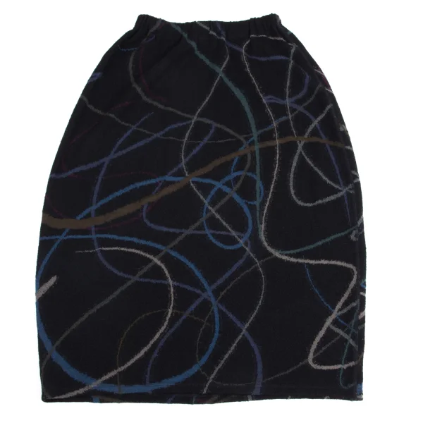 JURGEN LEHL Graphic Line Jacquard Wool Knit Skirt K-161079_007