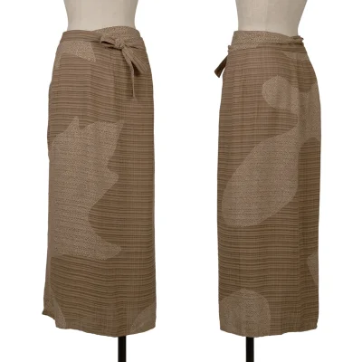 JURGEN LEHL Discharge Printed Stripe Rayon Silk Wrap Skirt