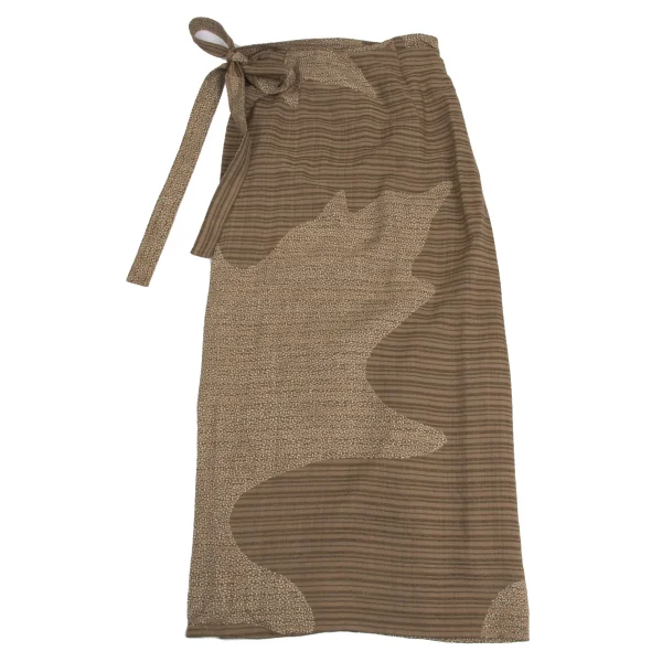 JURGEN LEHL Discharge Printed Stripe Rayon Silk Wrap Skirt K-161080_002