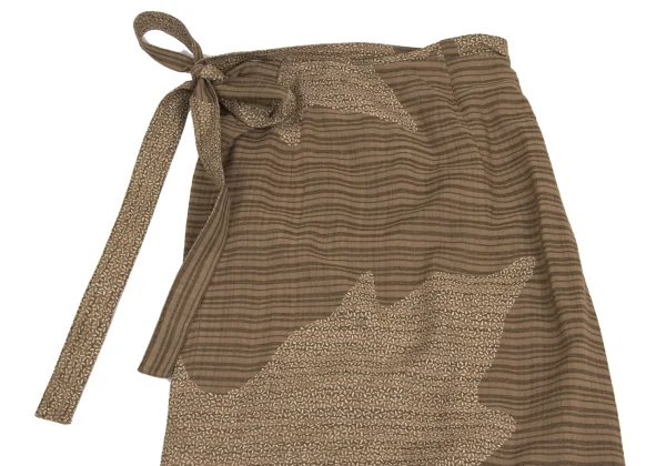 JURGEN LEHL Discharge Printed Stripe Rayon Silk Wrap Skirt K-161080_003