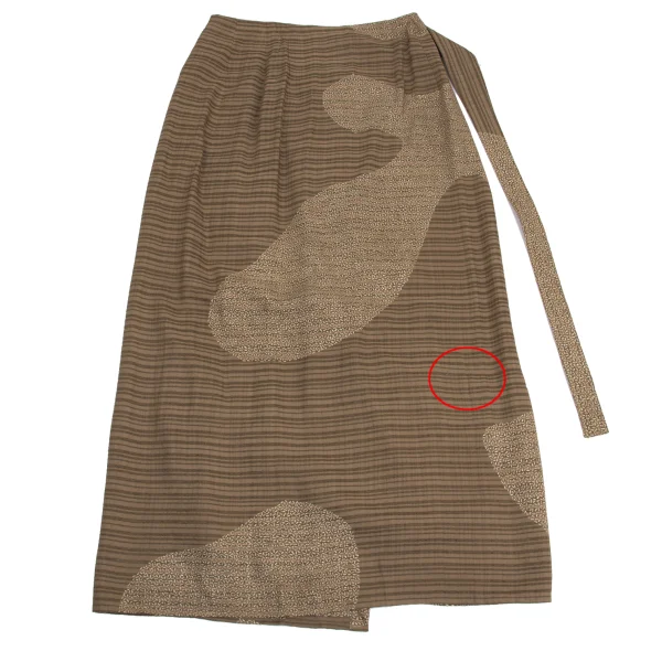 JURGEN LEHL Discharge Printed Stripe Rayon Silk Wrap Skirt K-161080_009