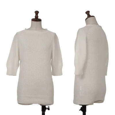 MARGARET HOWELL Linen Cotton Raglan Half Sleeve Knit Top