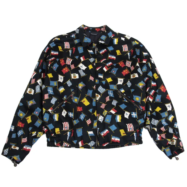 VERSACE SPORT Flag Patterned Zip-up Blouson Black,Multi-Color 50 K-161086_001