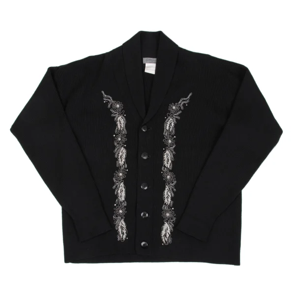 Yohji Yamamoto POUR HOMME Bijou Embroidery Knit Cardigan Black M K-161098_001