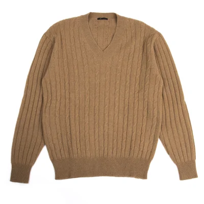 Y's for men Wool V-neck Cable Knit