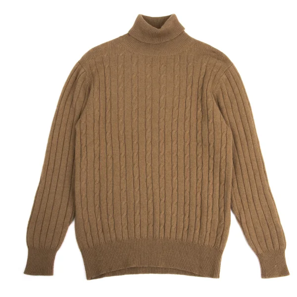 Y's for men Wool Turtleneck Cable Knit Camel M-L K-161102_001