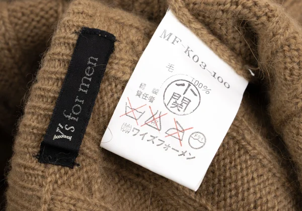 Y's for men Wool Turtleneck Cable Knit K-161102_011