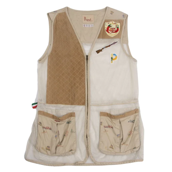 Papas Mesh Switching Zip Vest Beige 48M K-161110_001