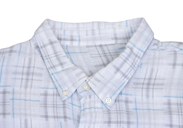 Papas Cotton Linen Check Patchwork Long Sleeve Shirt K-161113_003