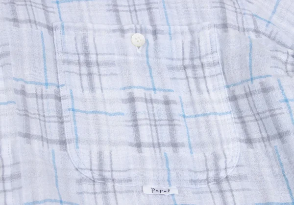 Papas Cotton Linen Check Patchwork Long Sleeve Shirt K-161113_006