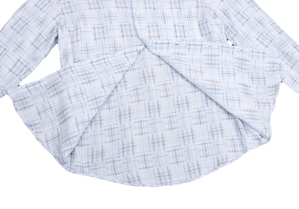 Papas Cotton Linen Check Patchwork Long Sleeve Shirt K-161113_011