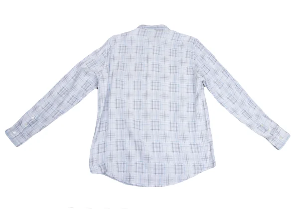 Papas Cotton Linen Check Patchwork Long Sleeve Shirt K-161113_012