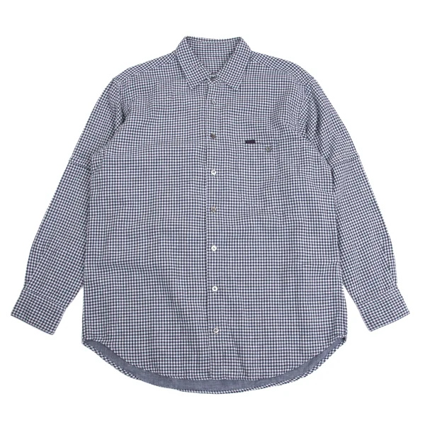 Papas Cotton Linen Gingham Check Shirt Navy M K-161114_001
