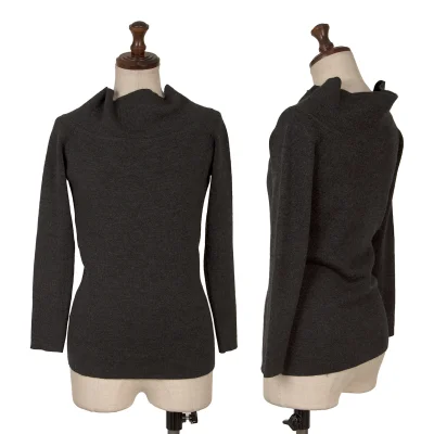 Yohji Yamamoto FEMME Wool Wide Neck Raglan Knit Sweater