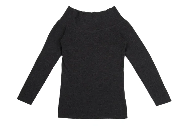 Yohji Yamamoto FEMME Wool Wide Neck Raglan Knit Sweater K-161115_002
