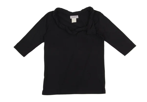Yohji Yamamoto FEMME Twist Neck Stretch Half Sleeve Top K-161116_002