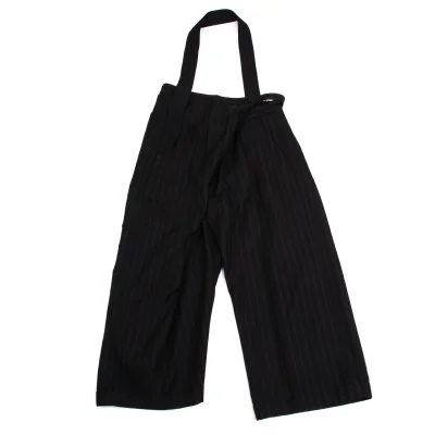 Yohji Yamamoto FEMME Wool Blend Striped Asymmetrical Wide Pants