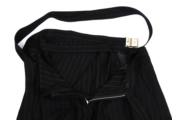 Yohji Yamamoto FEMME Wool Blend Striped Asymmetrical Wide Pants K-161118_007