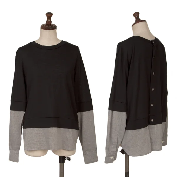 zucca Shirt Switching Design Back Open Knit Cardigan Black,Grey M K-161122_001