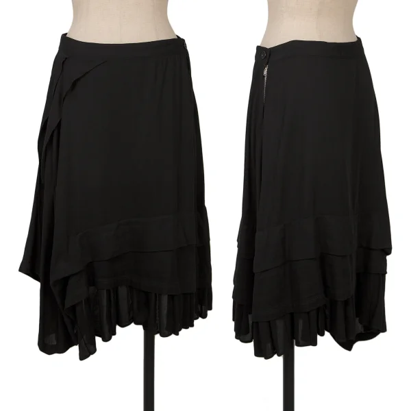 zucca Cotton Asymmetry Tiered Skirt Black M K-161125_001