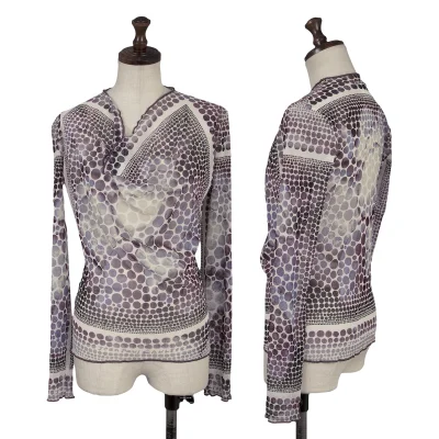 Jean Paul GAULTIER FEMME Dot Draped-neck Mesh Top