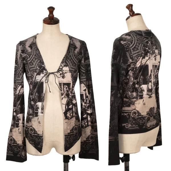 Jean Paul GAULTIER FEMME Cotton Printed String Design Cardigan Black 40 K-161136_001