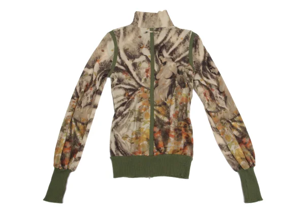 Jean Paul GAULTIER FEMME Knit Switching Forest Print Double Zip Blouson K-161138_012