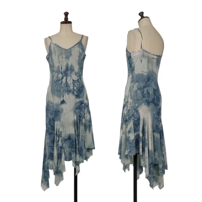 Jean Paul GAULTIER FEMME Floral Print Asymmetry Mesh Cami Dress