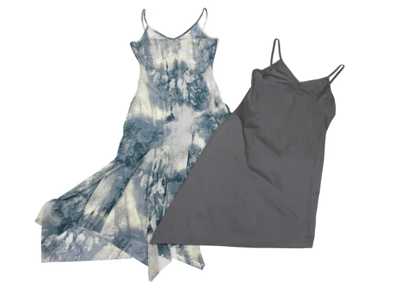 Jean Paul GAULTIER FEMME Floral Print Asymmetry Mesh Cami Dress K-161139_011