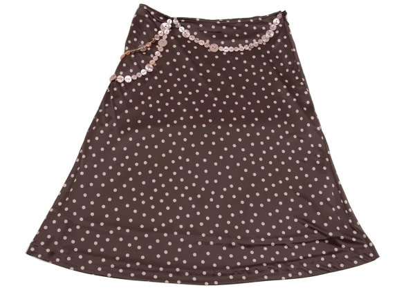 Jean Paul GAULTIER FEMME Poly Button-embellished Dot Print Stretch Skirt K-161140_009