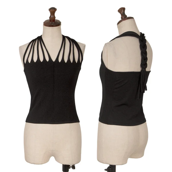 Jean Paul GAULTIER Twist Design Side Rib Knit Tube Top Black 40 K-161142_001