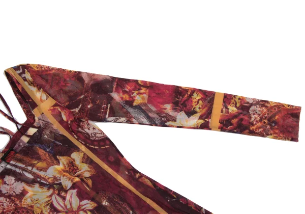 Jean Paul GAULTIER Floral Print Cord Neck Design Mesh Top K-161143_005