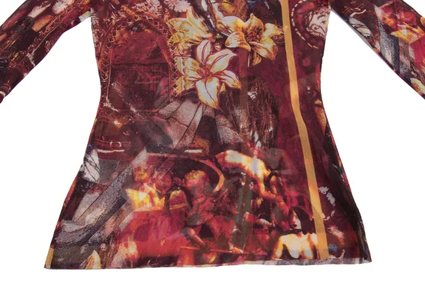 Jean Paul GAULTIER Floral Print Cord Neck Design Mesh Top K-161143_007