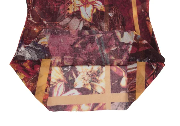 Jean Paul GAULTIER Floral Print Cord Neck Design Mesh Top K-161143_008