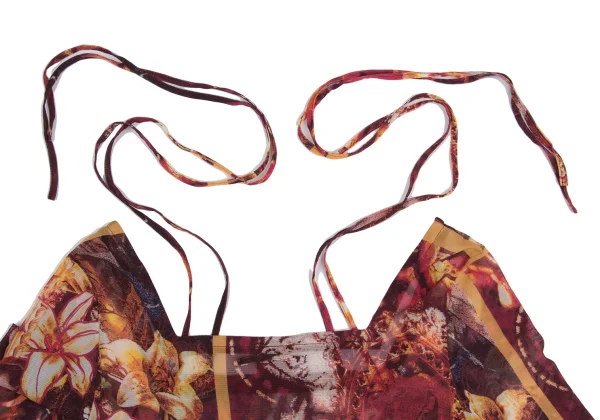Jean Paul GAULTIER Floral Print Cord Neck Design Mesh Top K-161143_011