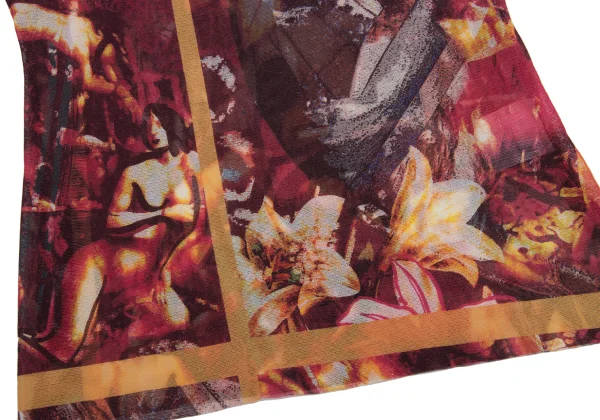 Jean Paul GAULTIER Floral Print Cord Neck Design Mesh Top K-161143_014