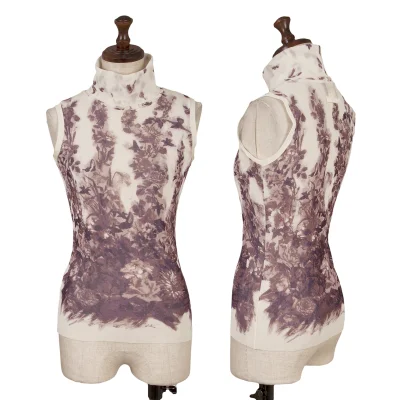 Jean Paul GAULTIER PARIS Floral Print Mesh Turtleneck Tank Top