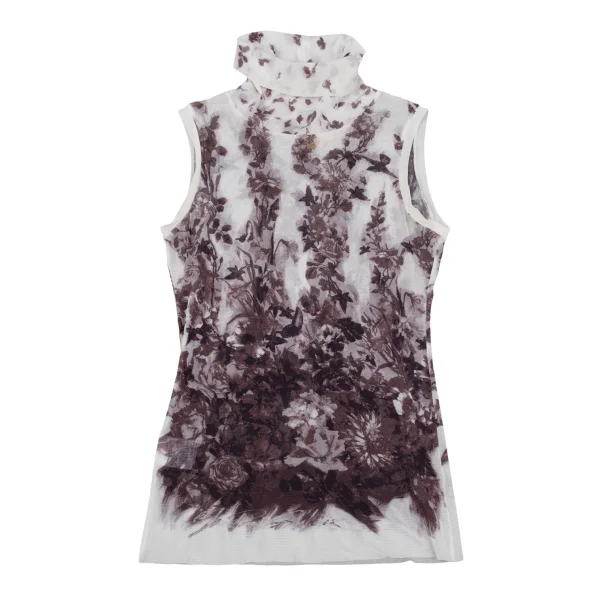 Jean Paul GAULTIER PARIS Floral Print Mesh Turtleneck Tank Top K-161146_002