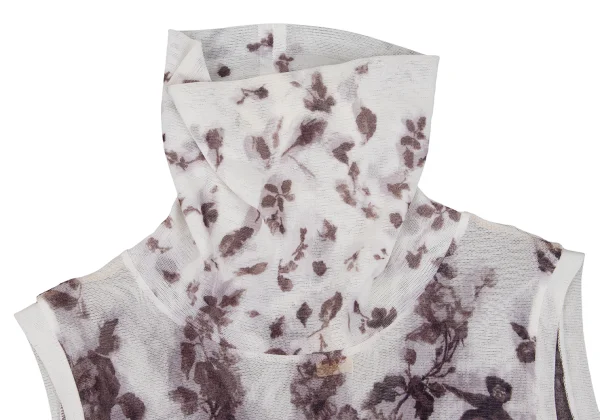 Jean Paul GAULTIER PARIS Floral Print Mesh Turtleneck Tank Top K-161146_007