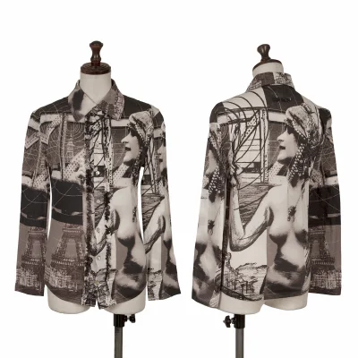 Jean Paul GAULTIER PARIS Paris Printed Front Ruffle Design Long Sleeve Shirt