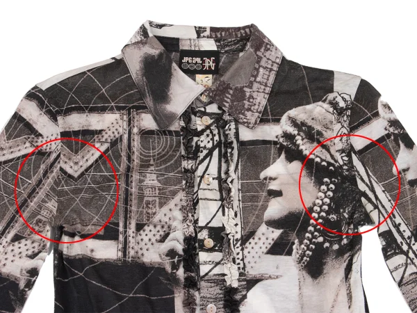 Jean Paul GAULTIER PARIS Paris Printed Front Ruffle Design Long Sleeve Shirt K-161147_003