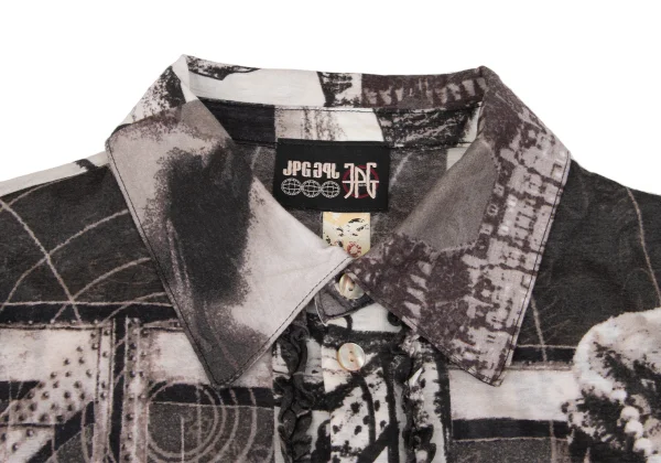 Jean Paul GAULTIER PARIS Paris Printed Front Ruffle Design Long Sleeve Shirt K-161147_006