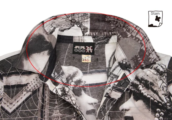 Jean Paul GAULTIER PARIS Paris Printed Front Ruffle Design Long Sleeve Shirt K-161147_008