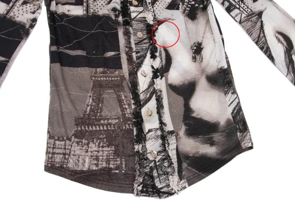Jean Paul GAULTIER PARIS Paris Printed Front Ruffle Design Long Sleeve Shirt K-161147_012