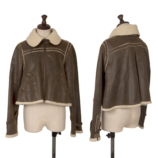 Jean Paul GAULTIER PARIS Synthetic Leather Short Mouton jacket Brown 40 K-161148_001