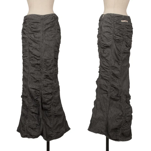 Jean Paul GAULTIER PARIS Cotton Gathered Design Mermaid Skirt Black 38 K-161149_001