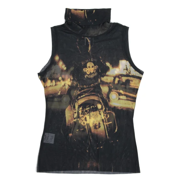 Jean's Paul GAULTIER Biker Print Mesh Turtleneck Sleeveless Top K-161151_002
