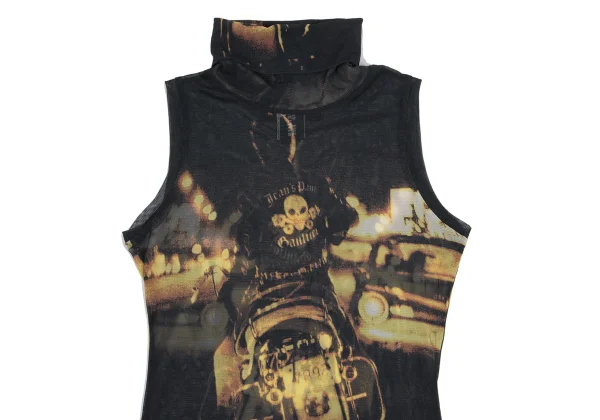 Jean's Paul GAULTIER Biker Print Mesh Turtleneck Sleeveless Top K-161151_003